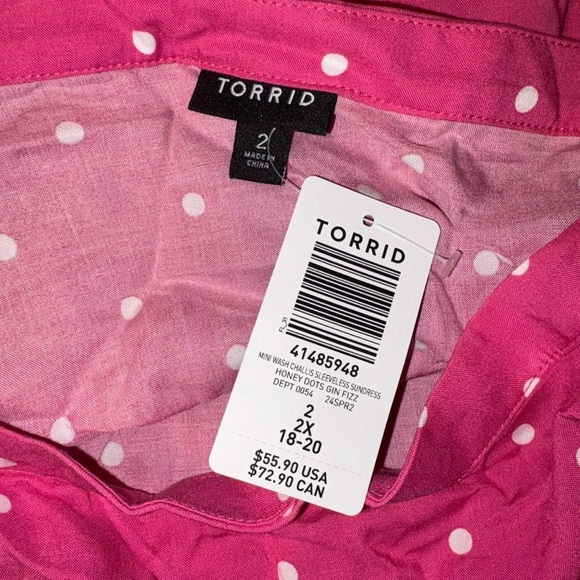 Torrid Pink and White Polka Dot Midi Dress - Picture 7 of 9